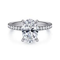 Allison - 14K White Gold Oval Hidden Halo Diamond and Engagement Ring