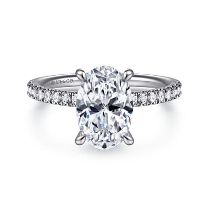 Allison - 14K White Gold Oval Hidden Halo Diamond and Engagement Ring