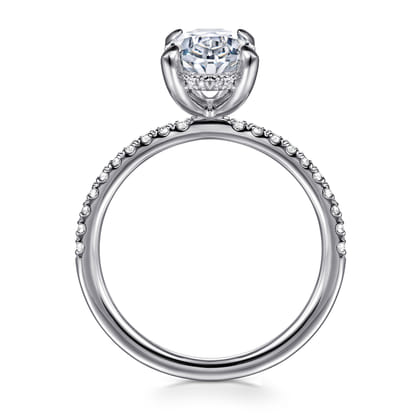 Allison - 14K White Gold Oval Hidden Halo Diamond and Engagement Ring