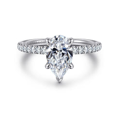 Allison - 14K White Gold Pear Shape Hidden Halo Diamond Engagement Ring