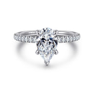 Allison - 14K White Gold Pear Shape Hidden Halo Diamond Engagement Ring