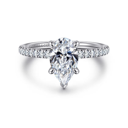Allison - 14K White Gold Pear Shape Hidden Halo Diamond Engagement Ring