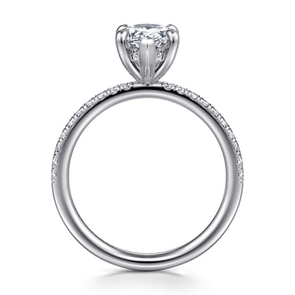 Allison - 14K White Gold Pear Shape Hidden Halo Diamond Engagement Ring