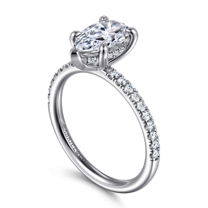 Allison - 14K White Gold Pear Shape Hidden Halo Diamond Engagement Ring