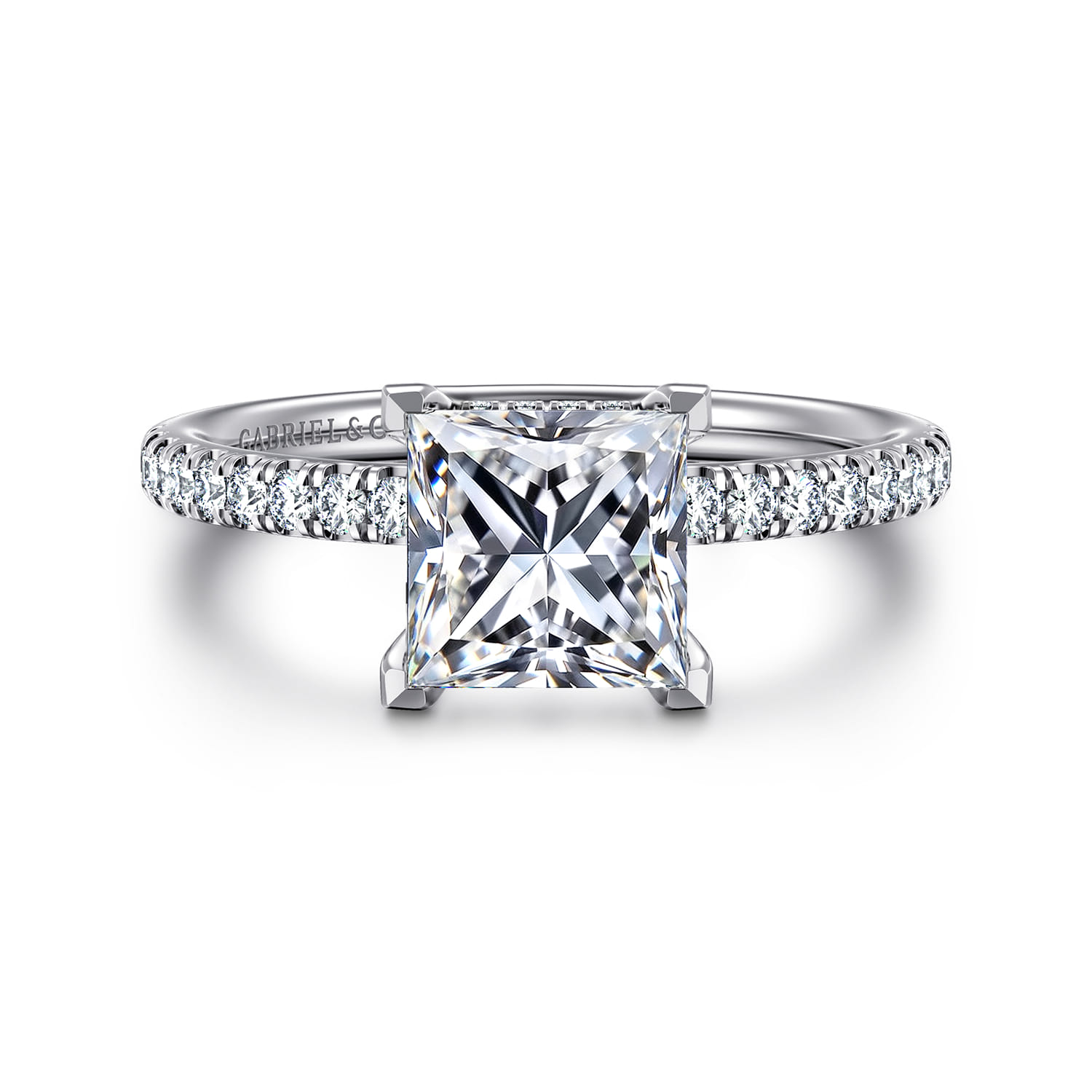 Allison - 14K White Gold Princess Hidden Halo Diamond Engagement Ring