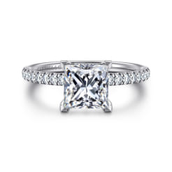 Allison - 14K White Gold Princess Hidden Halo Diamond Engagement Ring