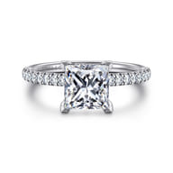 Allison - 14K White Gold Princess Hidden Halo Diamond Engagement Ring