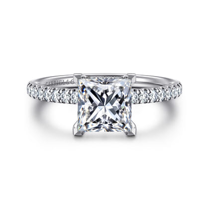Allison - 14K White Gold Princess Hidden Halo Diamond Engagement Ring
