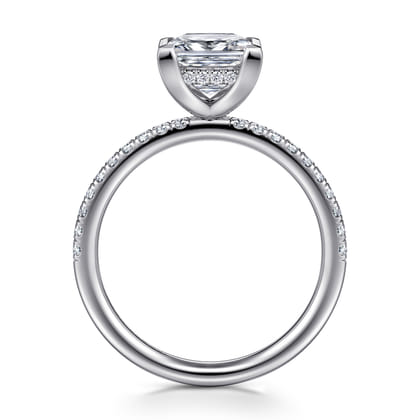 Allison - 14K White Gold Princess Hidden Halo Diamond Engagement Ring