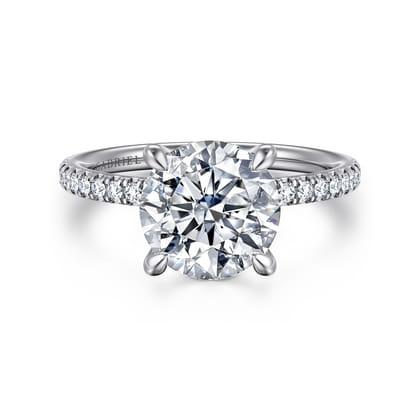 Allison - 14K White Gold Round Hidden Halo Diamond Engagement Ring