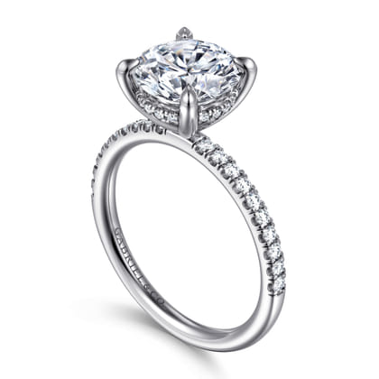 Allison - 14K White Gold Round Hidden Halo Diamond Engagement Ring