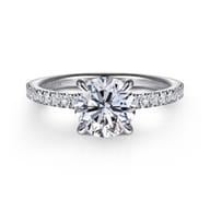 Allison - 14K White Gold Round Hidden Halo Diamond Engagement Ring