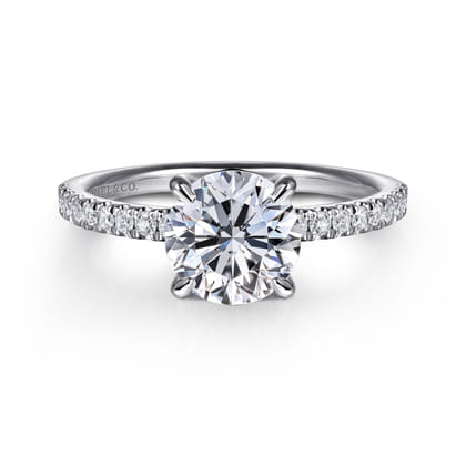 Allison - 14K White Gold Round Hidden Halo Diamond Engagement Ring