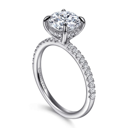 Allison - 14K White Gold Round Hidden Halo Diamond Engagement Ring