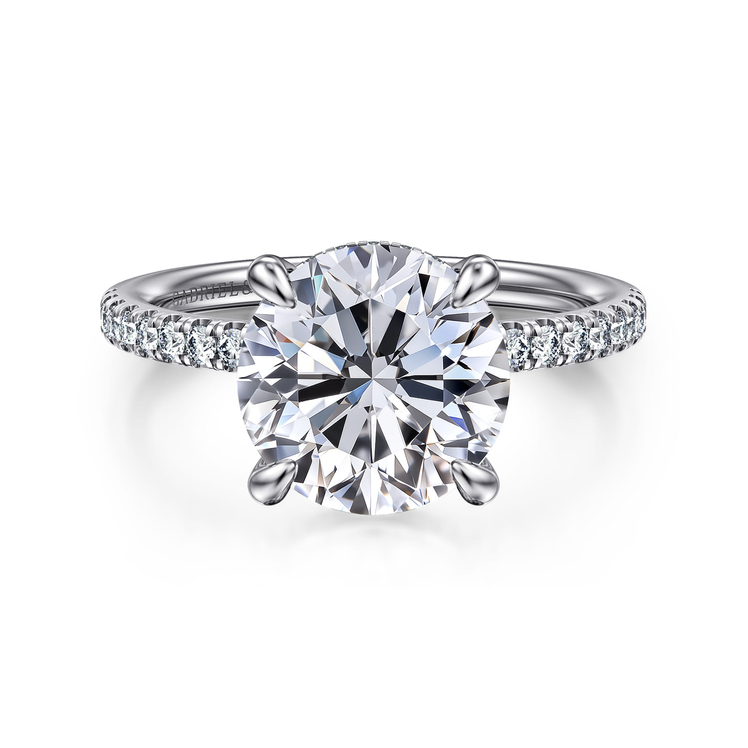 Allison - 14K White Gold Round Hidden Halo Diamond and Engagement Ring