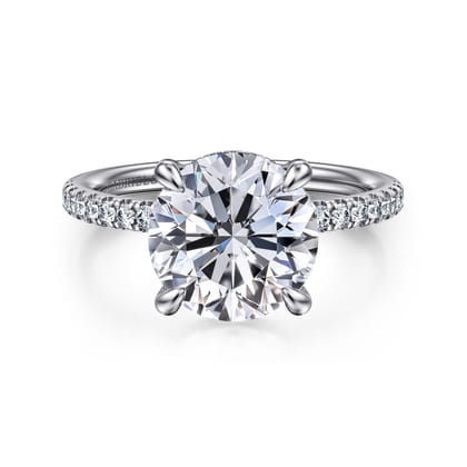 Allison - 14K White Gold Round Hidden Halo Diamond and Engagement Ring