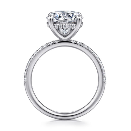 Allison - 14K White Gold Round Hidden Halo Diamond and Engagement Ring