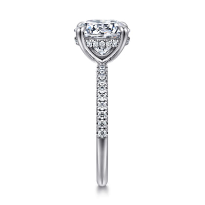 Allison - 14K White Gold Round Hidden Halo Diamond and Engagement Ring