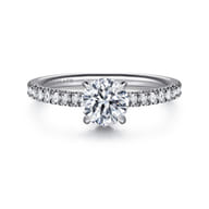 Allison - 14K White Gold Round Hidden Halo Diamond and Engagement Ring