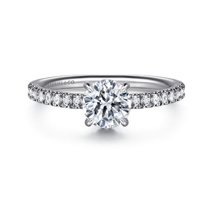 Allison - 14K White Gold Round Hidden Halo Diamond and Engagement Ring