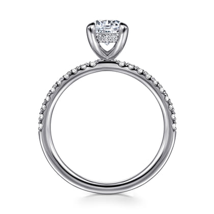 Allison - 14K White Gold Round Hidden Halo Diamond and Engagement Ring