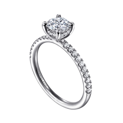 Allison - 14K White Gold Round Hidden Halo Diamond and Engagement Ring