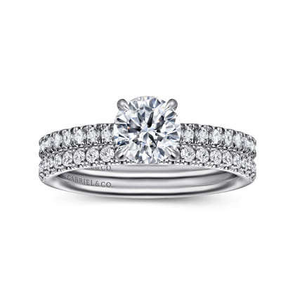 Allison - 14K White Gold Round Hidden Halo Diamond and Engagement Ring