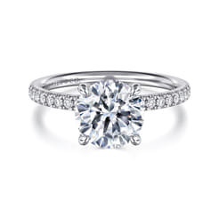 Allison - 14K White Gold Round Hidden Halo Diamond and Engagement Ring