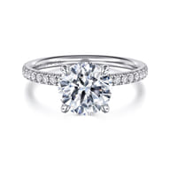 Allison - 14K White Gold Round Hidden Halo Diamond and Engagement Ring