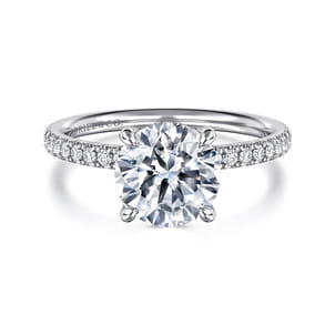 Allison - 14K White Gold Round Hidden Halo Diamond and Engagement Ring