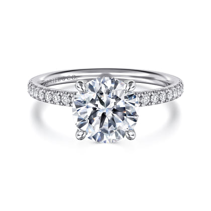 Allison - 14K White Gold Round Hidden Halo Diamond and Engagement Ring