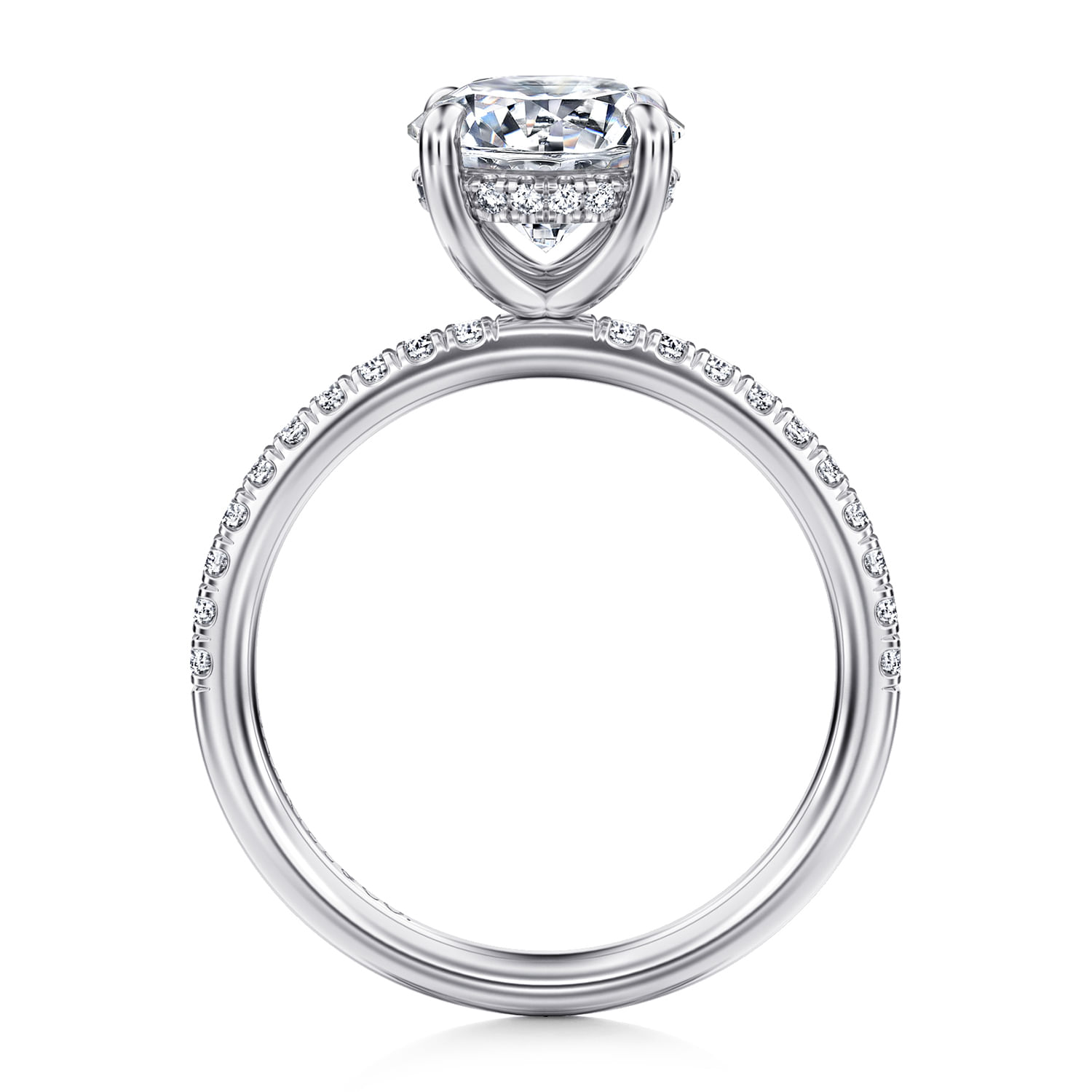 Allison - 14K White Gold Round Hidden Halo Diamond and Engagement Ring