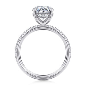 Allison - 14K White Gold Round Hidden Halo Diamond and Engagement Ring
