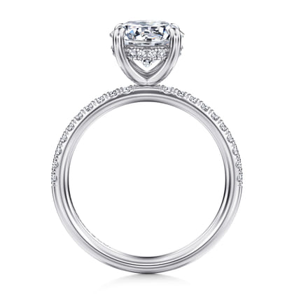 Allison - 14K White Gold Round Hidden Halo Diamond and Engagement Ring