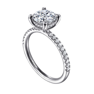 Allison - 14K White Gold Round Hidden Halo Diamond and Engagement Ring