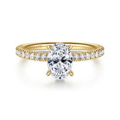 Allison - 14K Yellow Gold Oval Hidden Halo Diamond and Engagement Ring