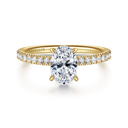 Allison - 14K Yellow Gold Oval Hidden Halo Diamond and Engagement Ring