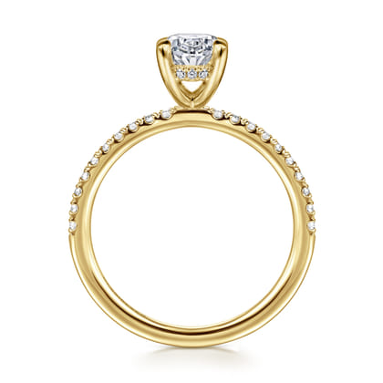 Allison - 14K Yellow Gold Oval Hidden Halo Diamond and Engagement Ring