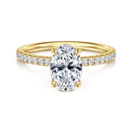 Allison - 14K Yellow Gold Oval Hidden Halo Diamond and Engagement Ring