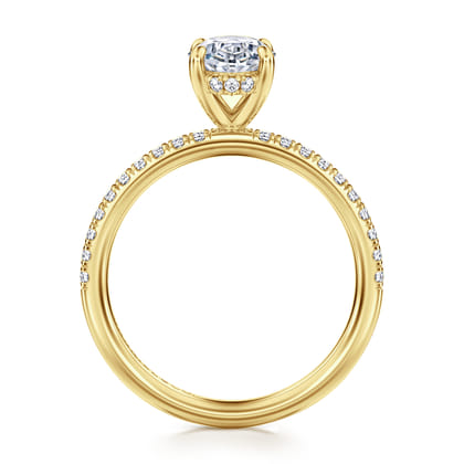 Allison - 14K Yellow Gold Oval Hidden Halo Diamond and Engagement Ring