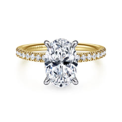 Allison - 14K Yellow-White Gold Oval Hidden Halo Diamond Engagement Ring
