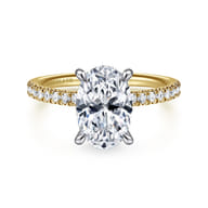 Allison - 14K Yellow-White Gold Oval Hidden Halo Diamond Engagement Ring