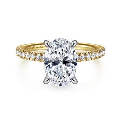Allison - 14K Yellow-White Gold Oval Hidden Halo Diamond Engagement Ring