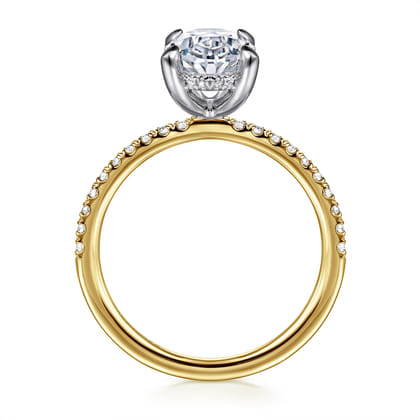 Allison - 14K Yellow-White Gold Oval Hidden Halo Diamond Engagement Ring