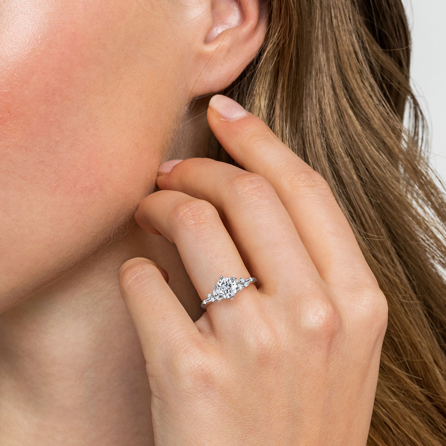 Allure - 14K White Gold Round Diamond Engagement Ring