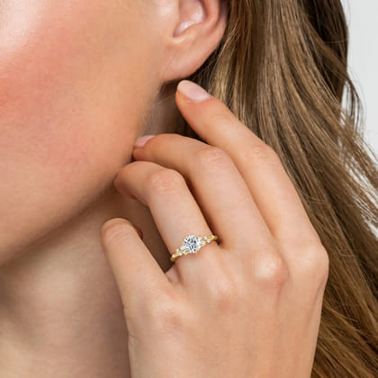 Allure - 14K Yellow Gold Round Diamond Engagement Ring