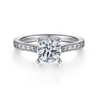 Alma - Vintage Inspired 14K White Gold Round Solitaire Engagement Ring
