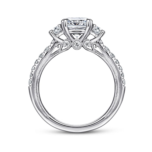 Aloise - 14K White Gold Cushion Cut Three Stone Diamond Engagement Ring - 0.6 ct - Shot 2
