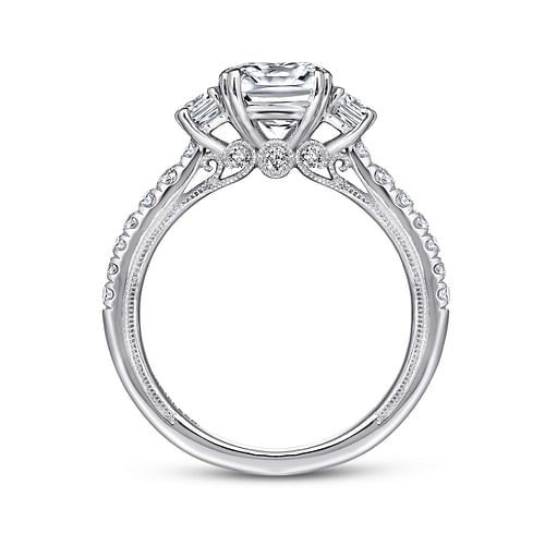 Aloise - Platinum Cushion Cut Three Stone Diamond Engagement Ring - 0.6 ct - Shot 2