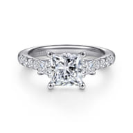 Alta - 14K White Gold Princess Cut Three Stone Diamond Engagement Ring